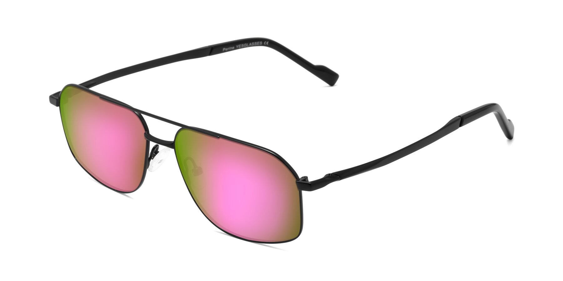 Angle of Perine in Black with Pink Mirrored Lenses