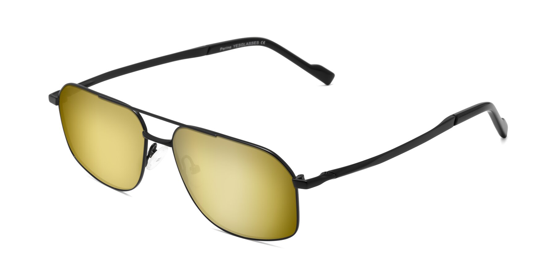 Angle of Perine in Black with Gold Mirrored Lenses