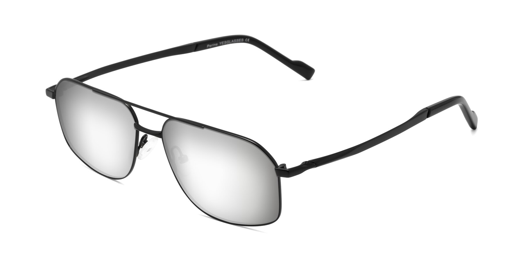 Angle of Perine in Black with Silver Mirrored Lenses
