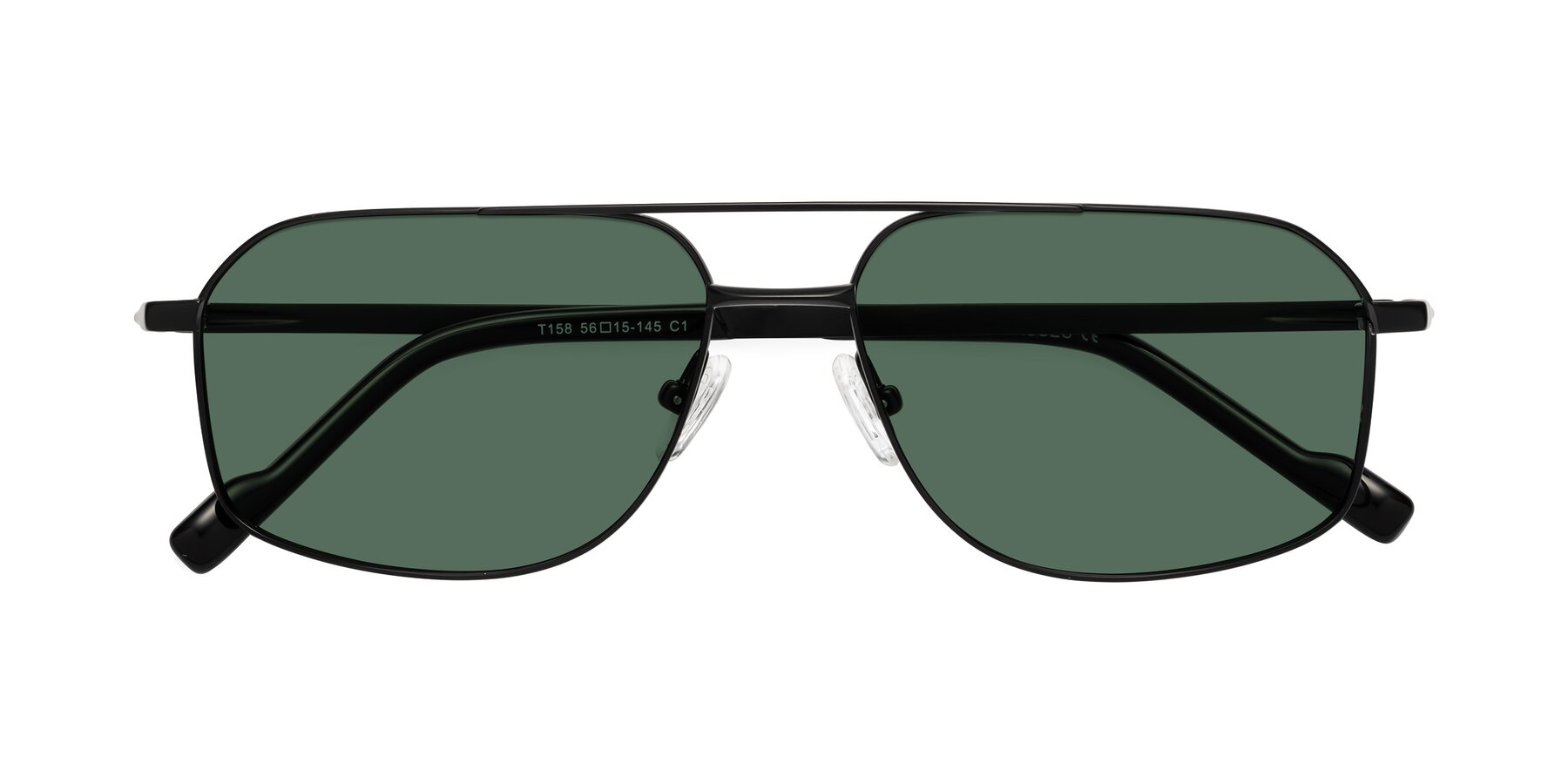 Folded Front of Perine in Black with Green Polarized Lenses