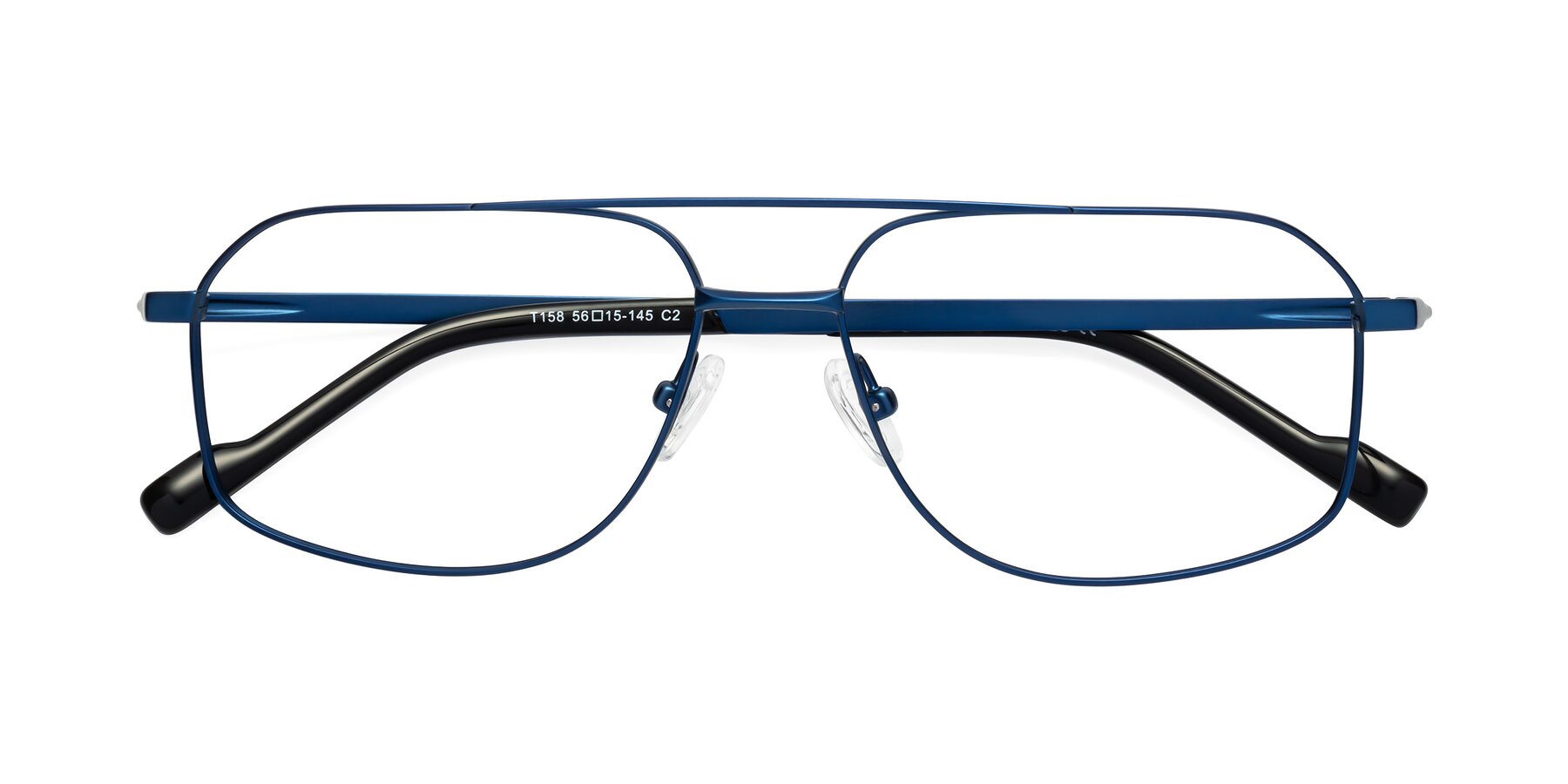 Folded Front of Perine in Blue with Clear Reading Eyeglass Lenses
