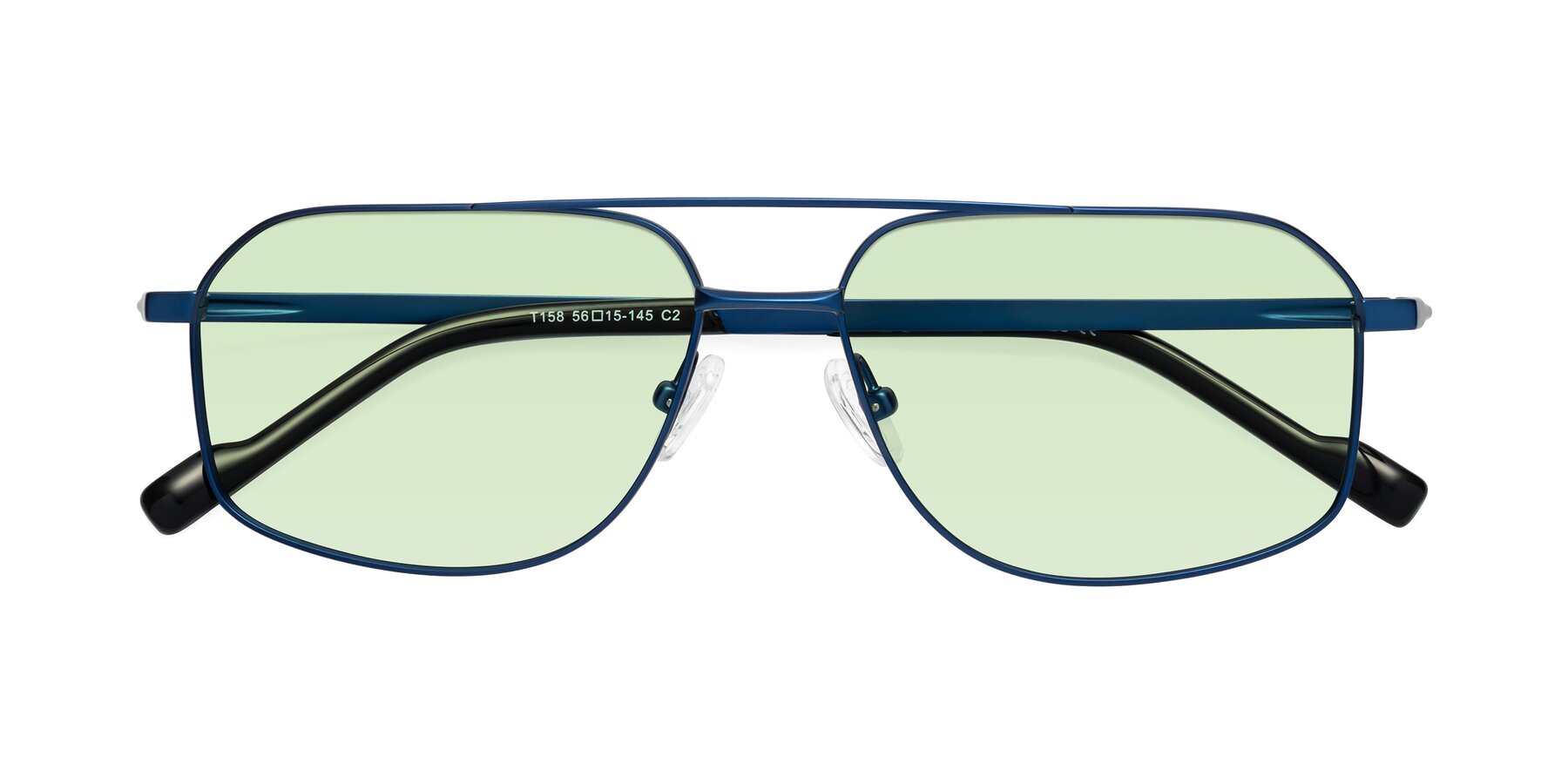 Folded Front of Perine in Blue with Light Green Tinted Lenses