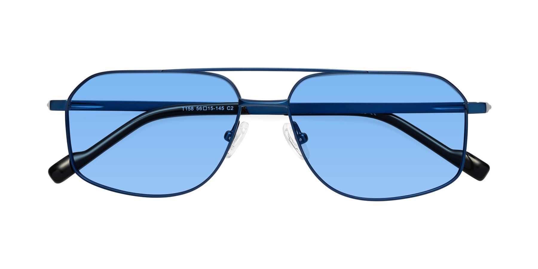 Folded Front of Perine in Blue with Medium Blue Tinted Lenses