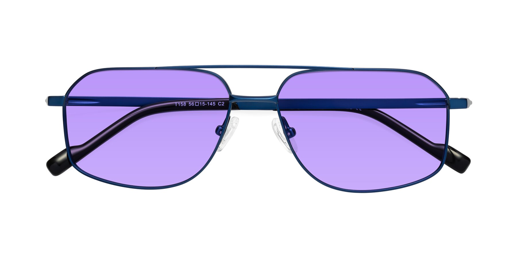 Folded Front of Perine in Blue with Medium Purple Tinted Lenses