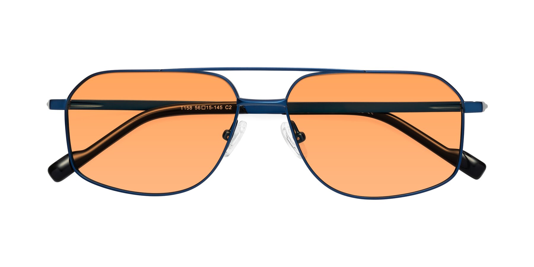 Folded Front of Perine in Blue with Medium Orange Tinted Lenses