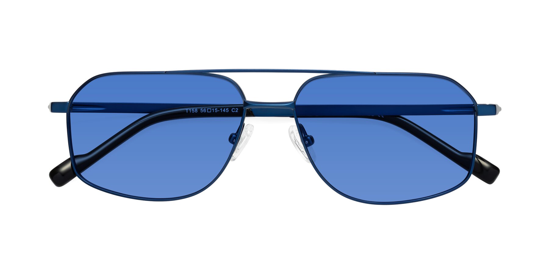 Folded Front of Perine in Blue with Blue Tinted Lenses