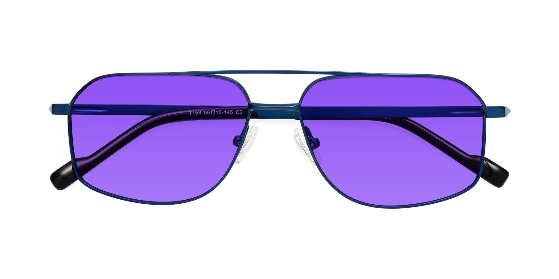 Folded Front of Perine in Blue with Purple Tinted Lenses