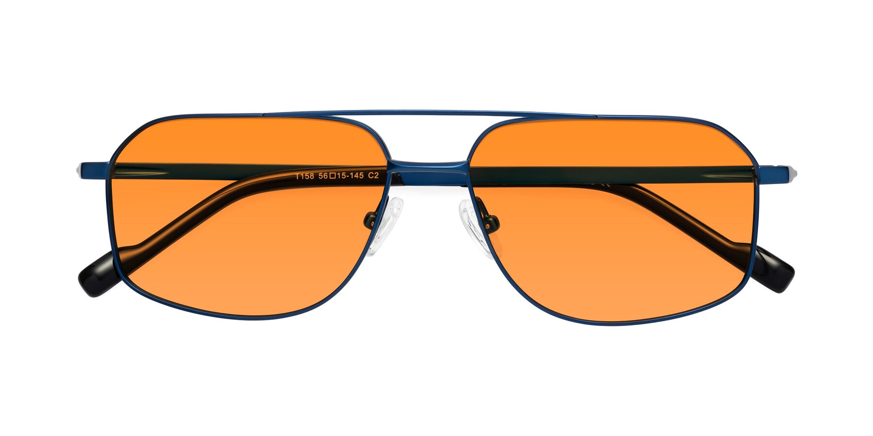 Folded Front of Perine in Blue with Orange Tinted Lenses