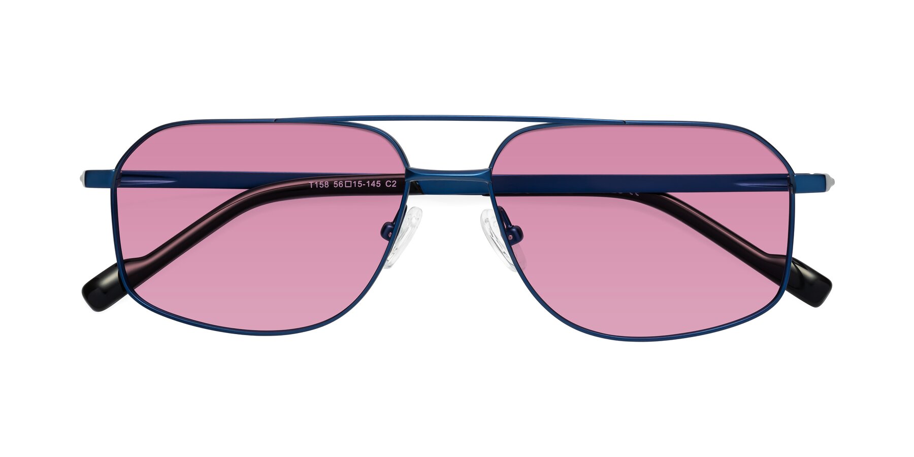 Folded Front of Perine in Blue with Medium Wine Tinted Lenses