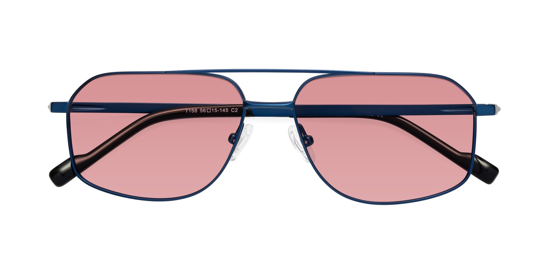 Folded Front of Perine in Blue with Medium Garnet Tinted Lenses