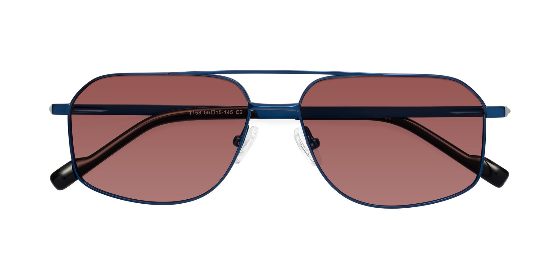 Folded Front of Perine in Blue with Garnet Tinted Lenses