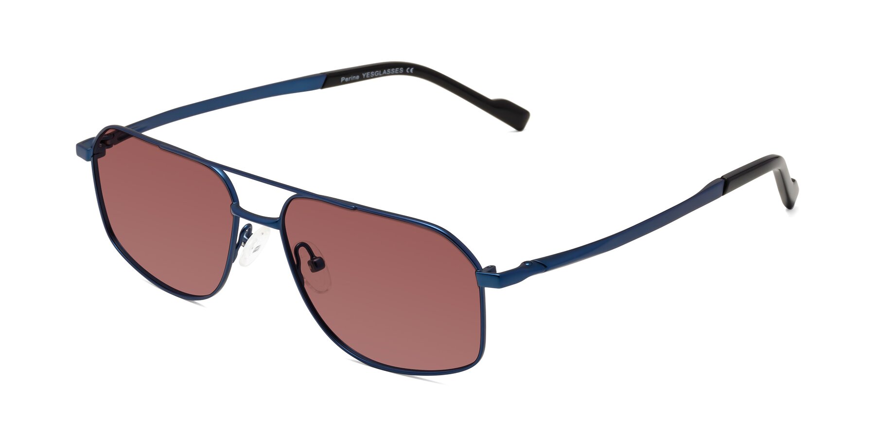 Angle of Perine in Blue with Garnet Tinted Lenses