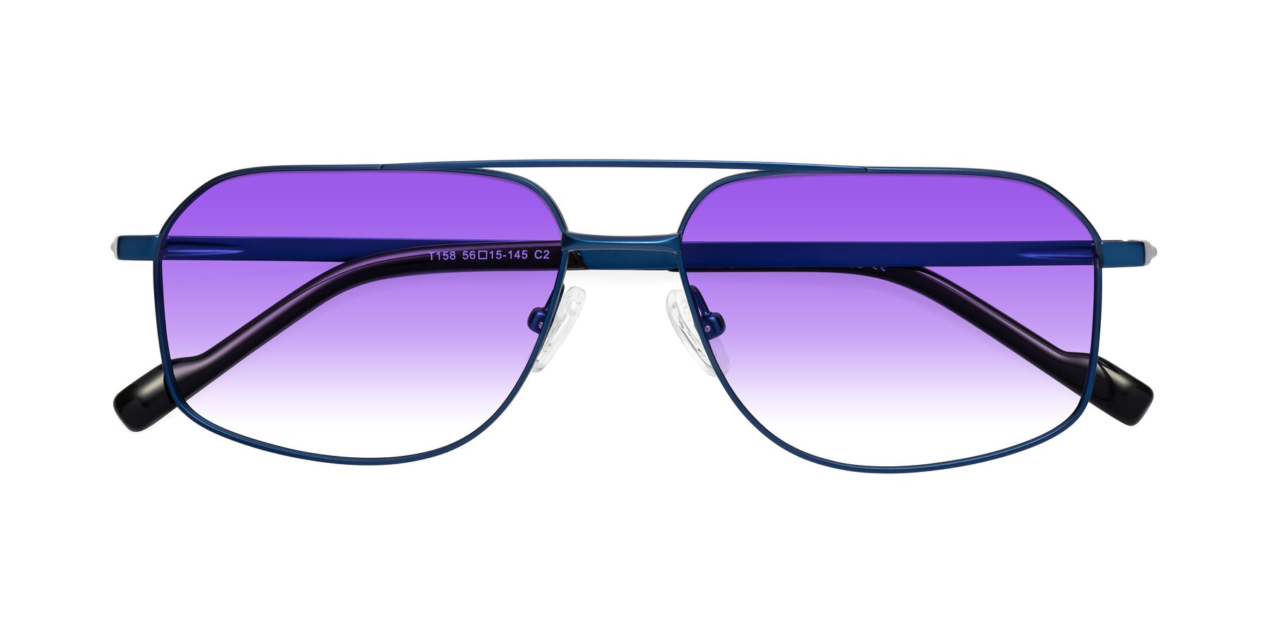 Folded Front of Perine in Blue with Purple Gradient Lenses