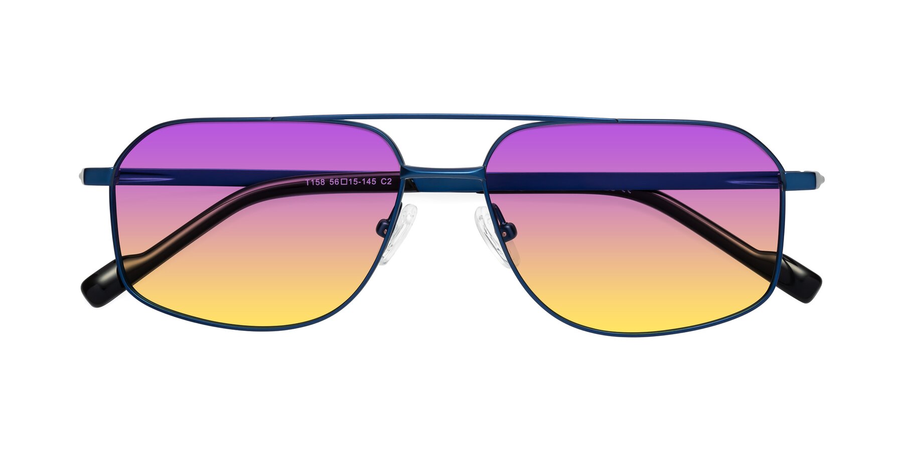 Folded Front of Perine in Blue with Purple / Yellow Gradient Lenses