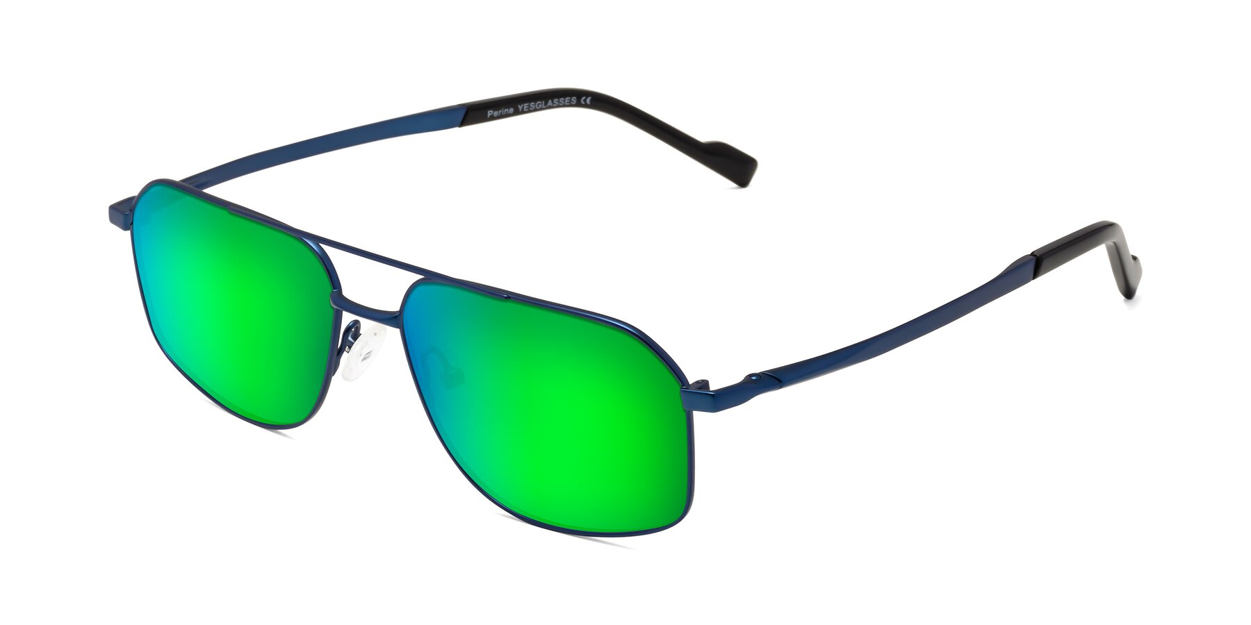 Angle of Perine in Blue with Green Mirrored Lenses