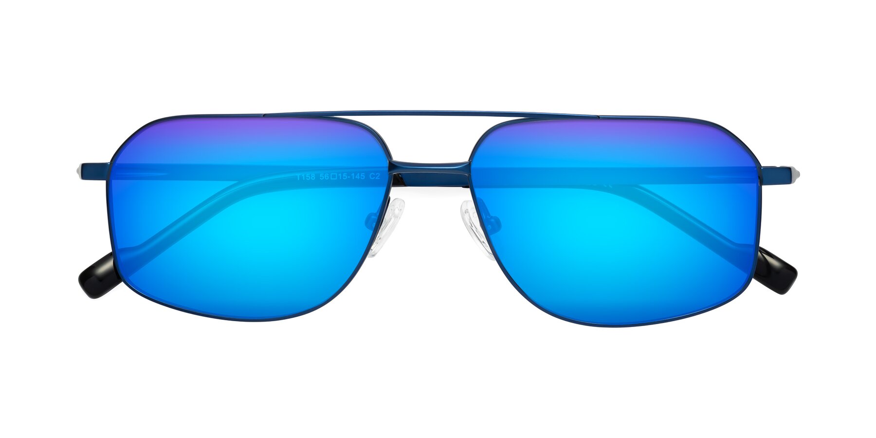 Folded Front of Perine in Blue with Blue Mirrored Lenses