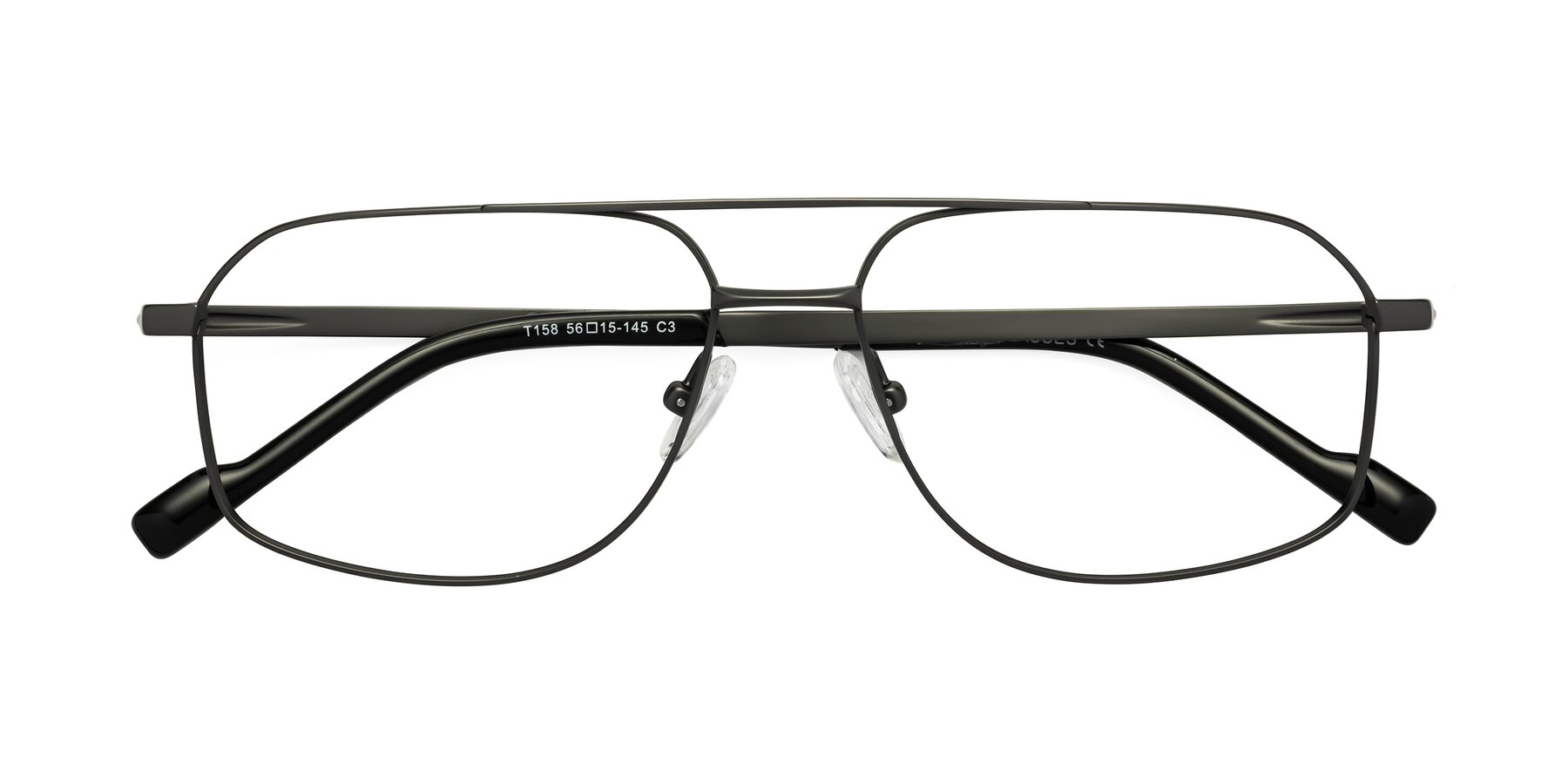 Folded Front of Perine in Gunmetal with Clear Reading Eyeglass Lenses