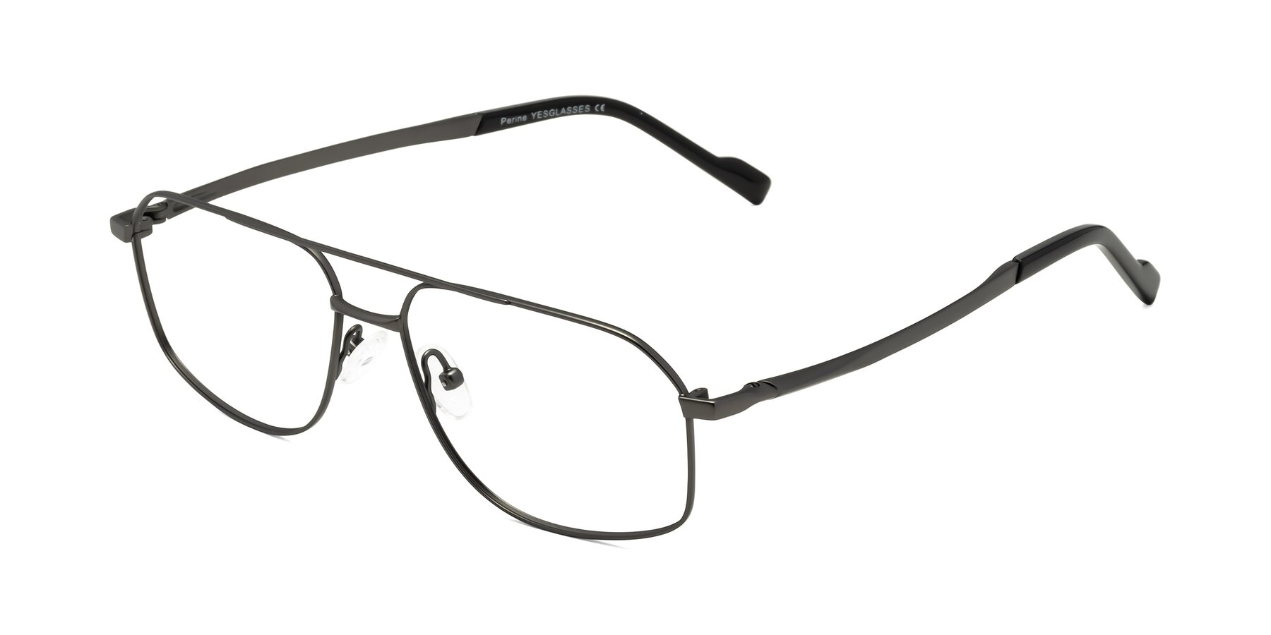 Angle of Perine in Gunmetal with Clear Reading Eyeglass Lenses