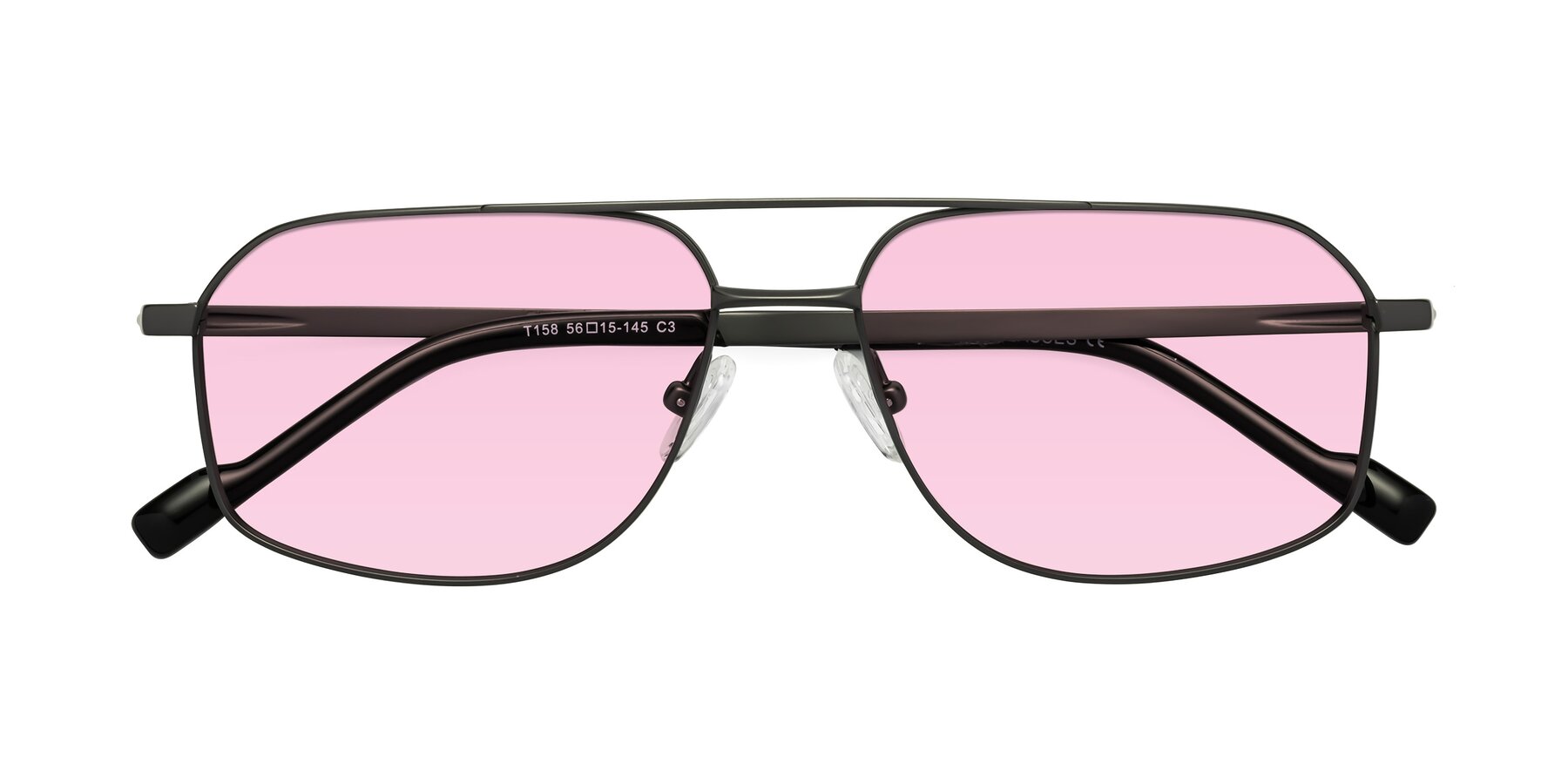 Folded Front of Perine in Gunmetal with Light Pink Tinted Lenses
