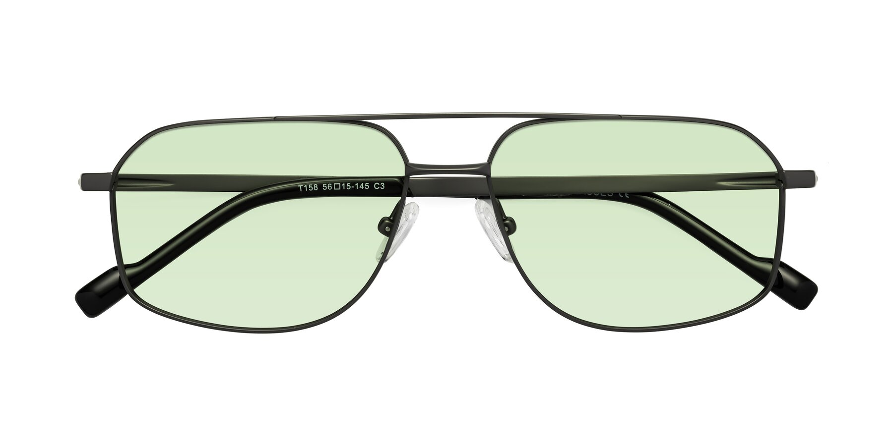 Folded Front of Perine in Gunmetal with Light Green Tinted Lenses