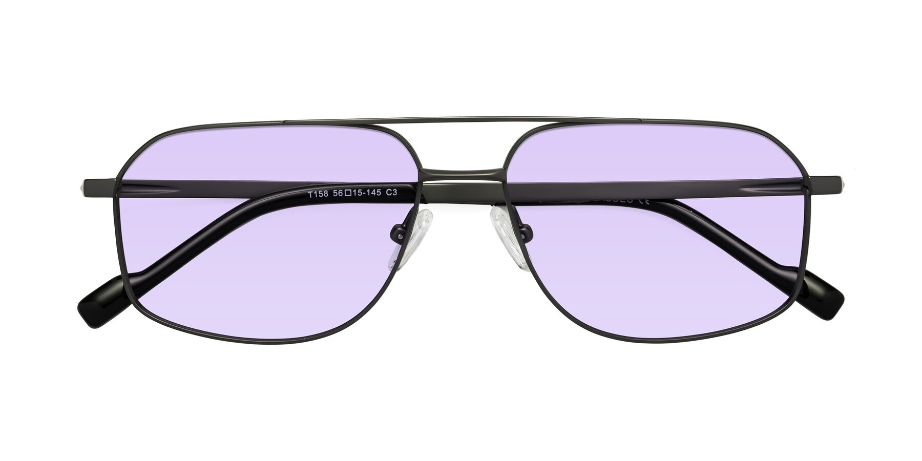 Folded Front of Perine in Gunmetal with Light Purple Tinted Lenses