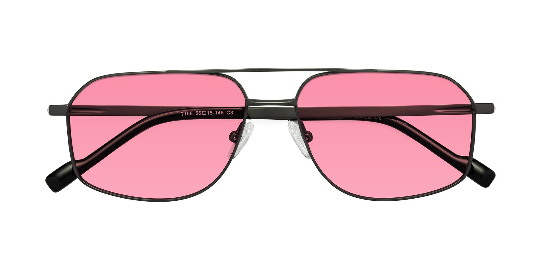 Folded Front of Perine in Gunmetal with Pink Tinted Lenses
