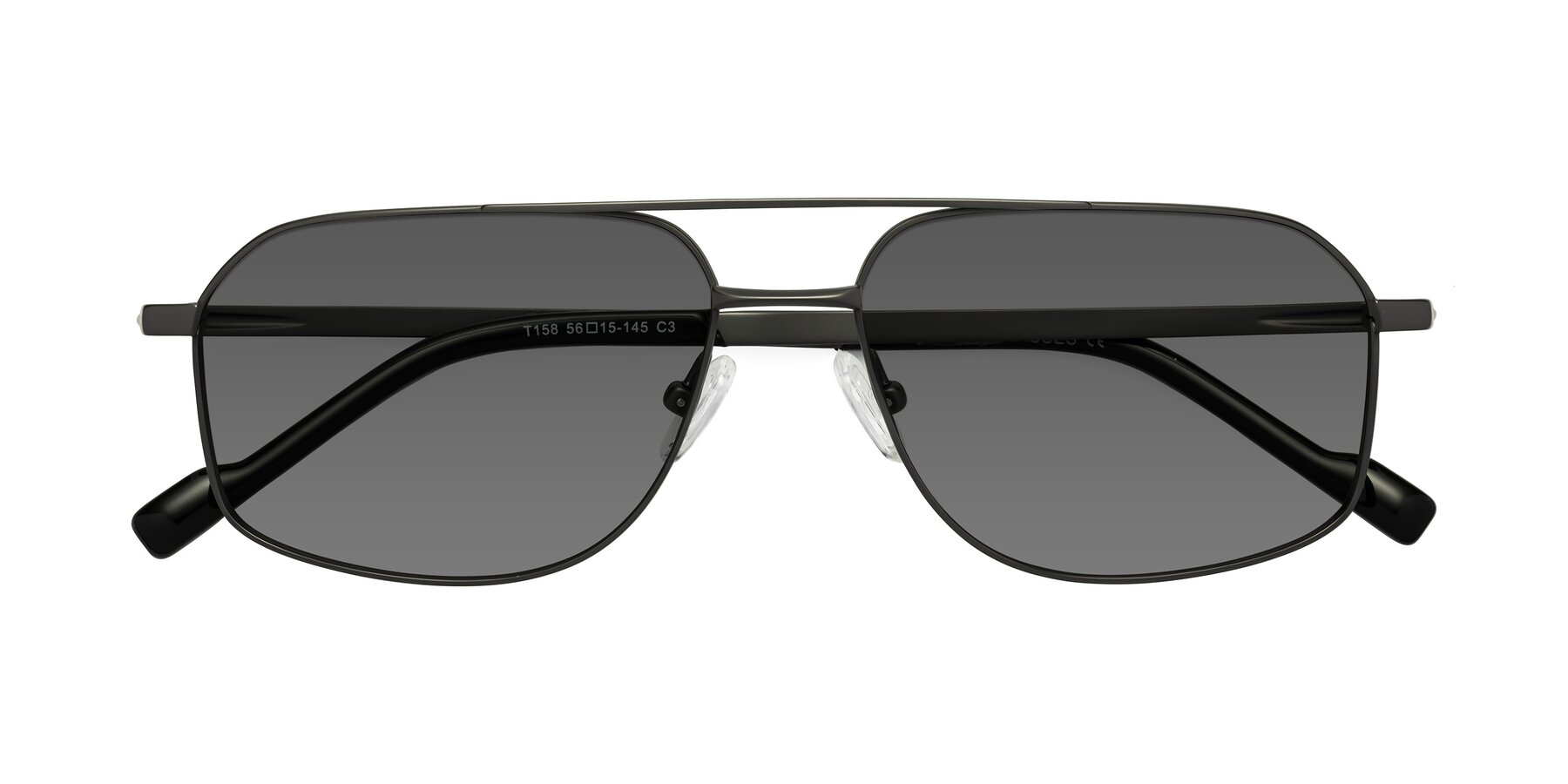 Folded Front of Perine in Gunmetal with Medium Gray Tinted Lenses