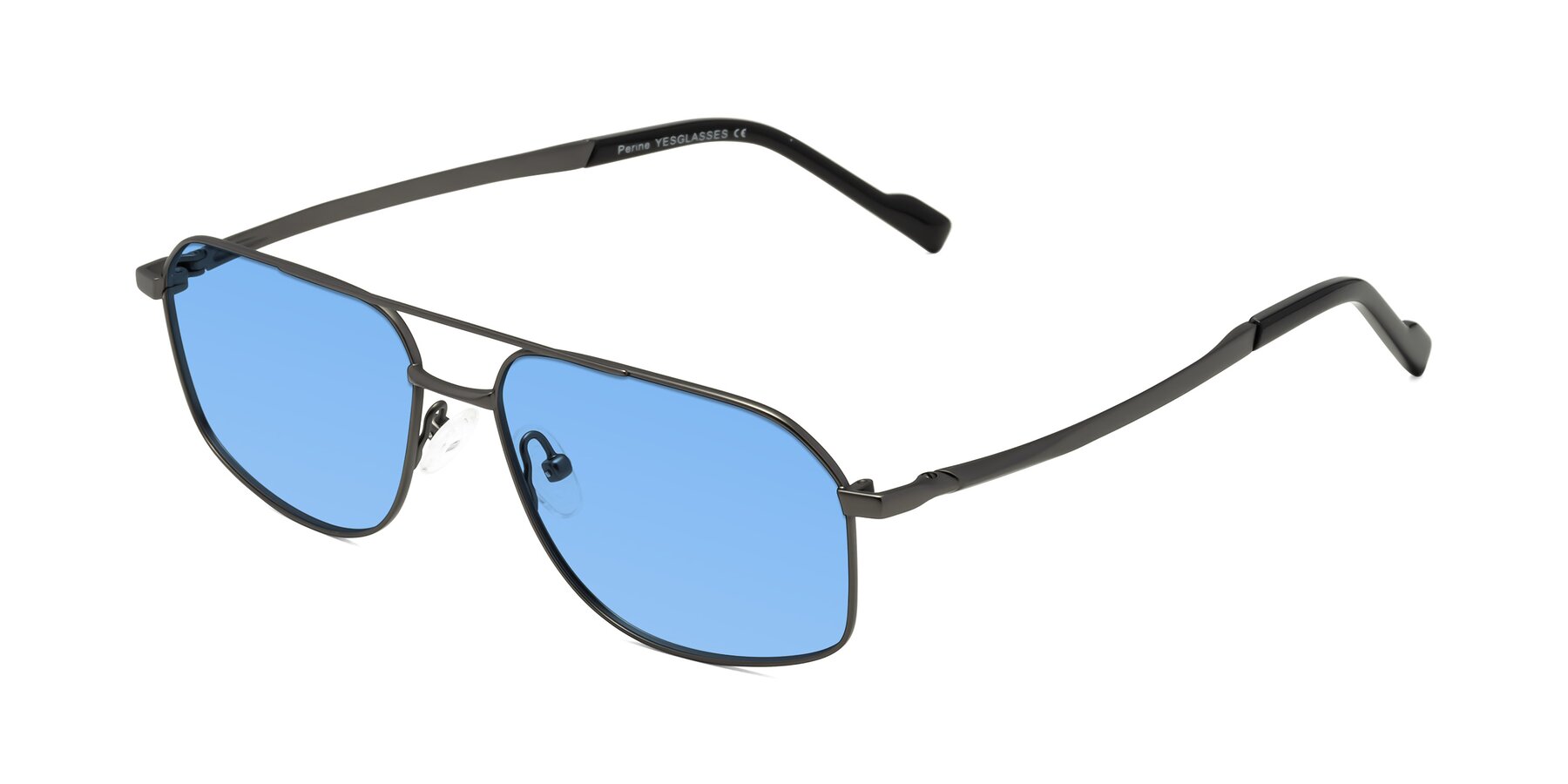 Angle of Perine in Gunmetal with Medium Blue Tinted Lenses