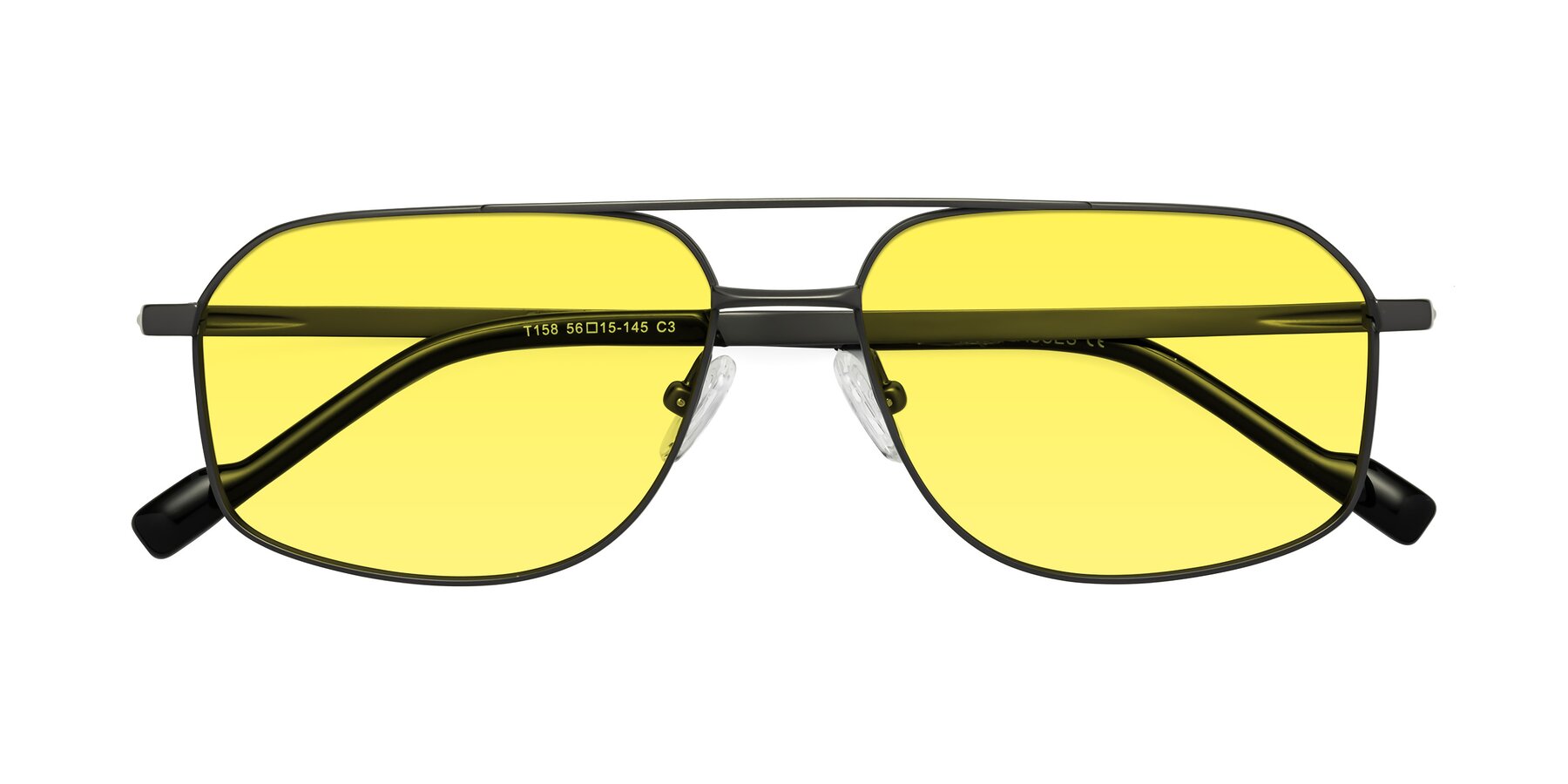 Folded Front of Perine in Gunmetal with Medium Yellow Tinted Lenses