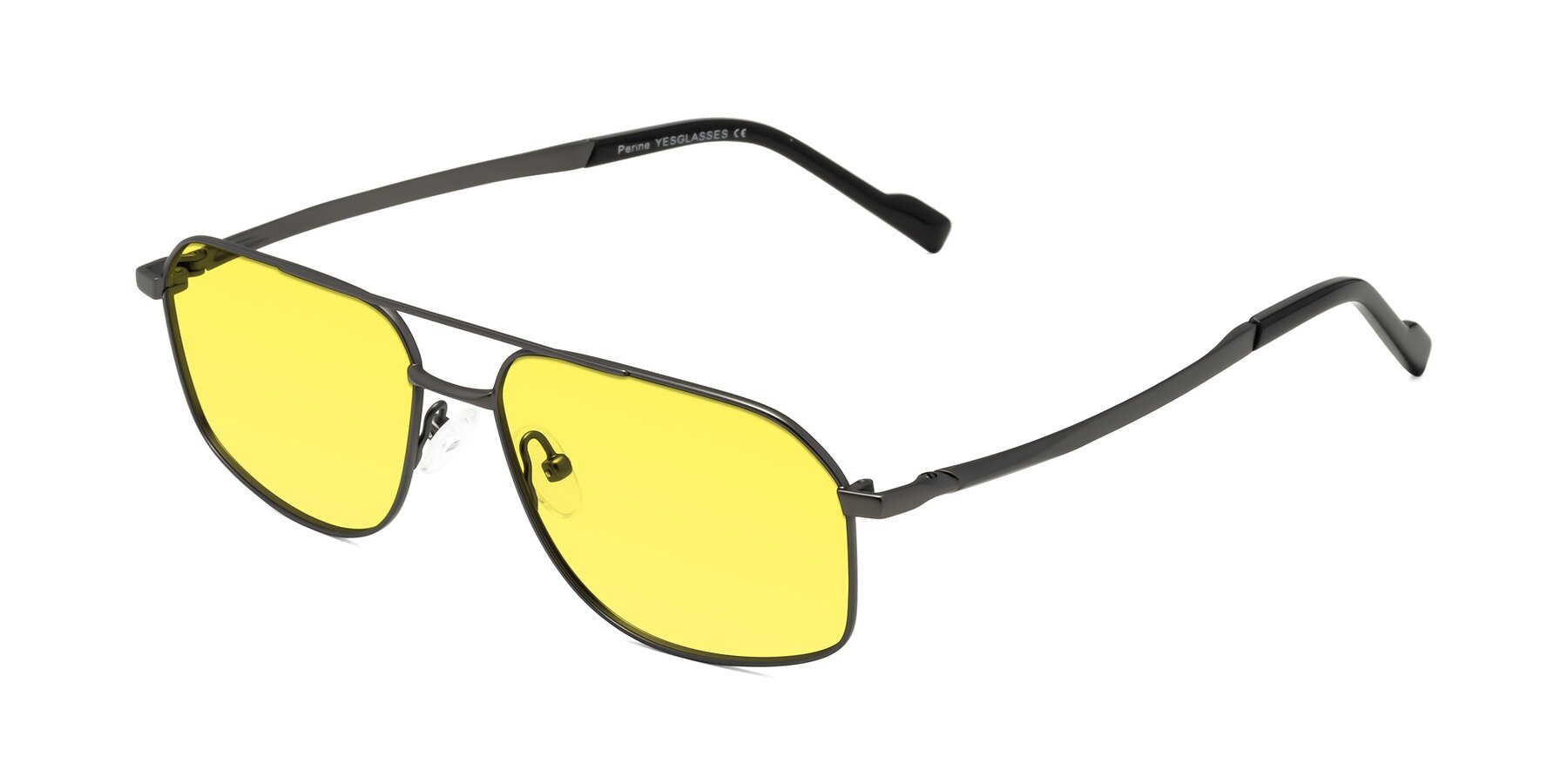Angle of Perine in Gunmetal with Medium Yellow Tinted Lenses
