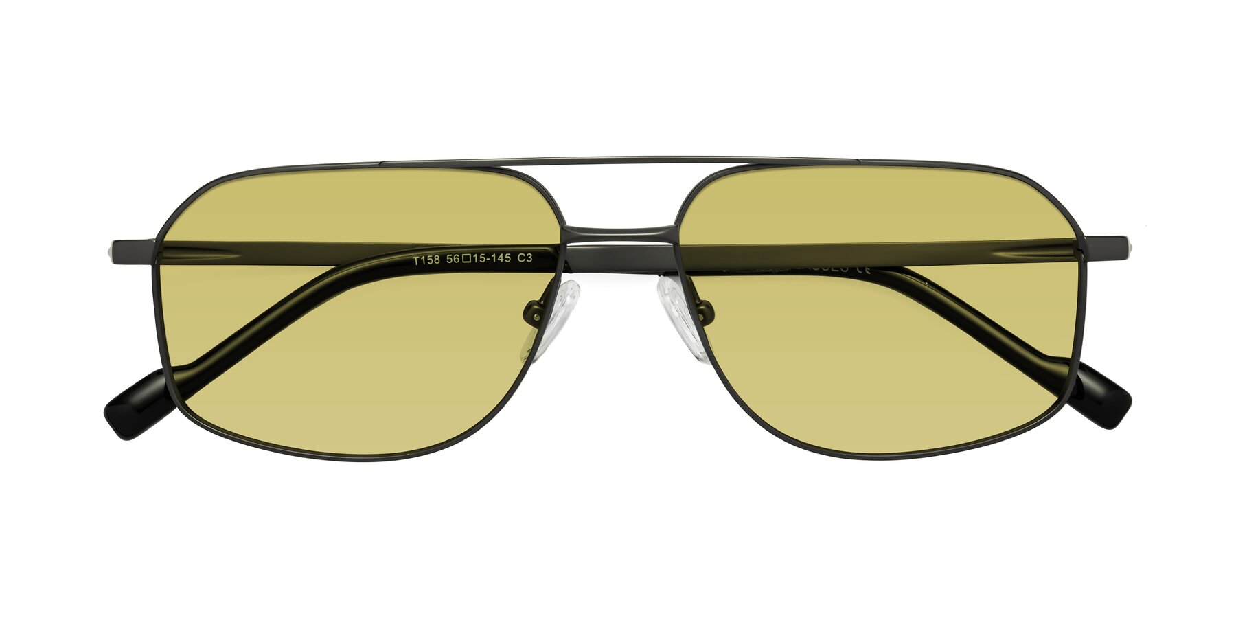 Folded Front of Perine in Gunmetal with Medium Champagne Tinted Lenses