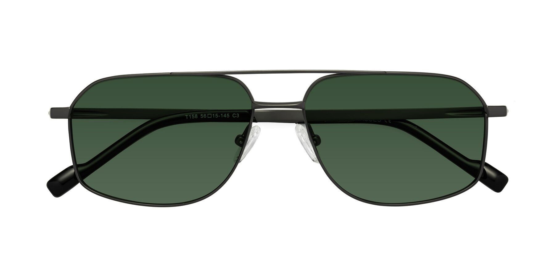 Folded Front of Perine in Gunmetal with Green Tinted Lenses