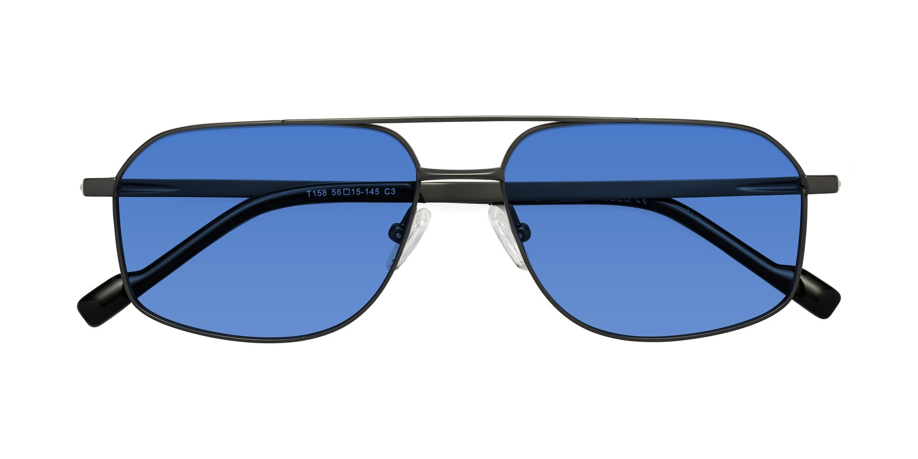 Folded Front of Perine in Gunmetal with Blue Tinted Lenses