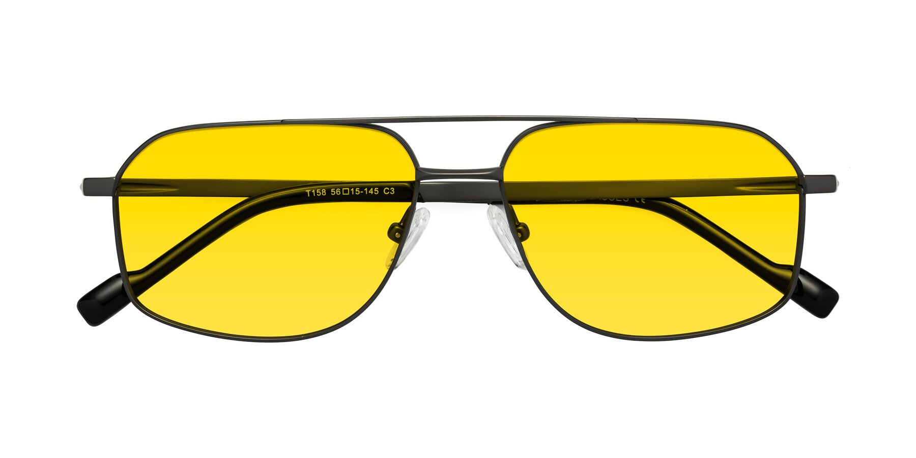 Folded Front of Perine in Gunmetal with Yellow Tinted Lenses