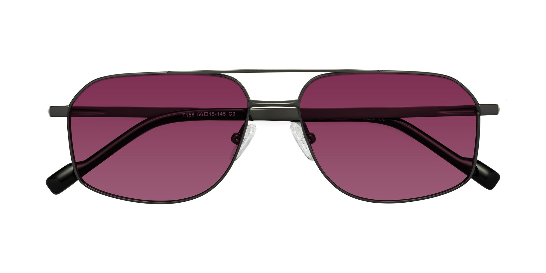 Folded Front of Perine in Gunmetal with Wine Tinted Lenses