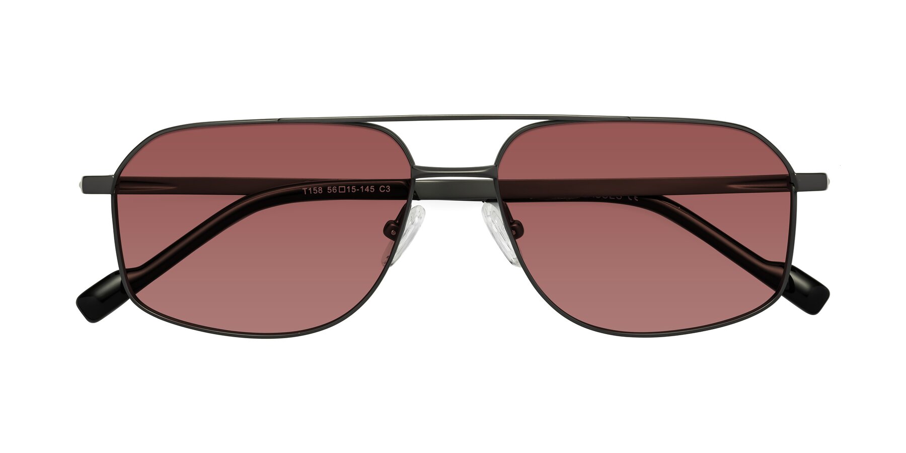 Folded Front of Perine in Gunmetal with Garnet Tinted Lenses