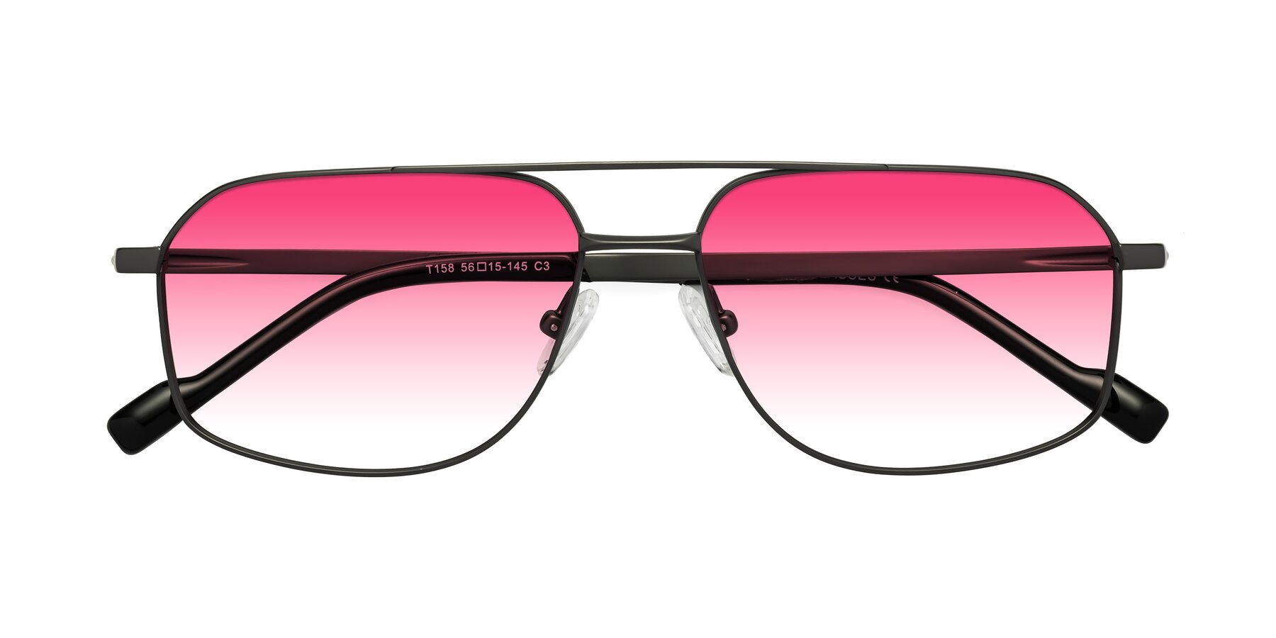 Folded Front of Perine in Gunmetal with Pink Gradient Lenses