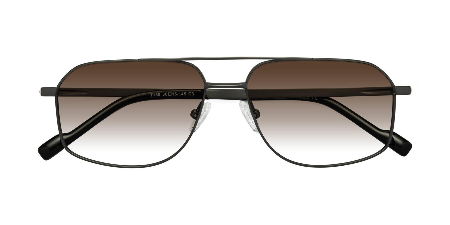 Folded Front of Perine in Gunmetal with Brown Gradient Lenses