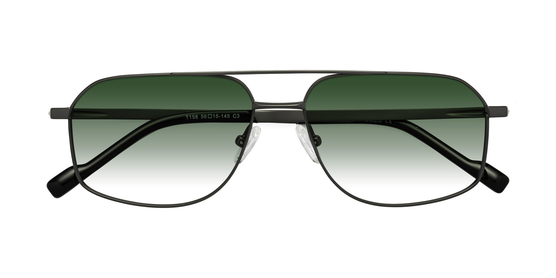 Folded Front of Perine in Gunmetal with Green Gradient Lenses