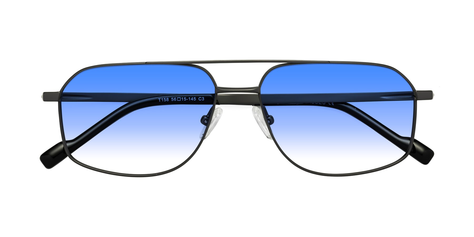 Folded Front of Perine in Gunmetal with Blue Gradient Lenses