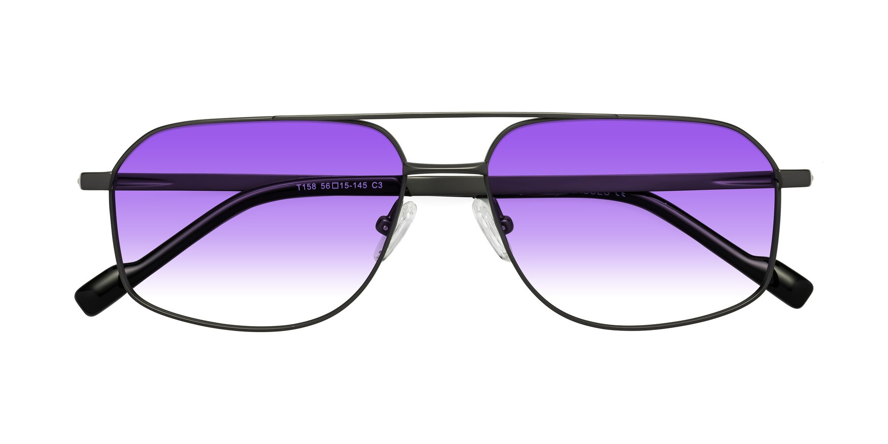 Folded Front of Perine in Gunmetal with Purple Gradient Lenses