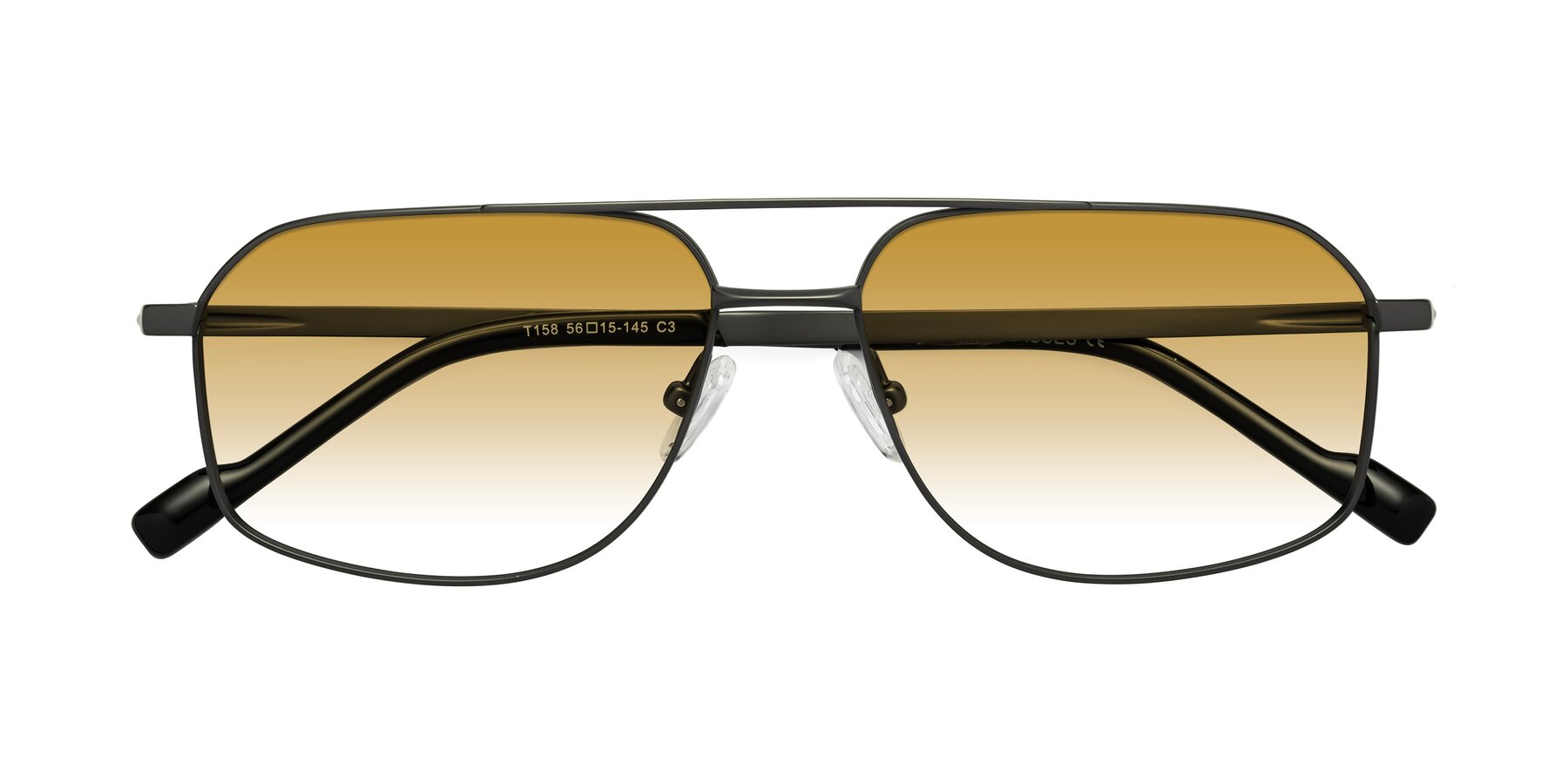 Folded Front of Perine in Gunmetal with Champagne Gradient Lenses
