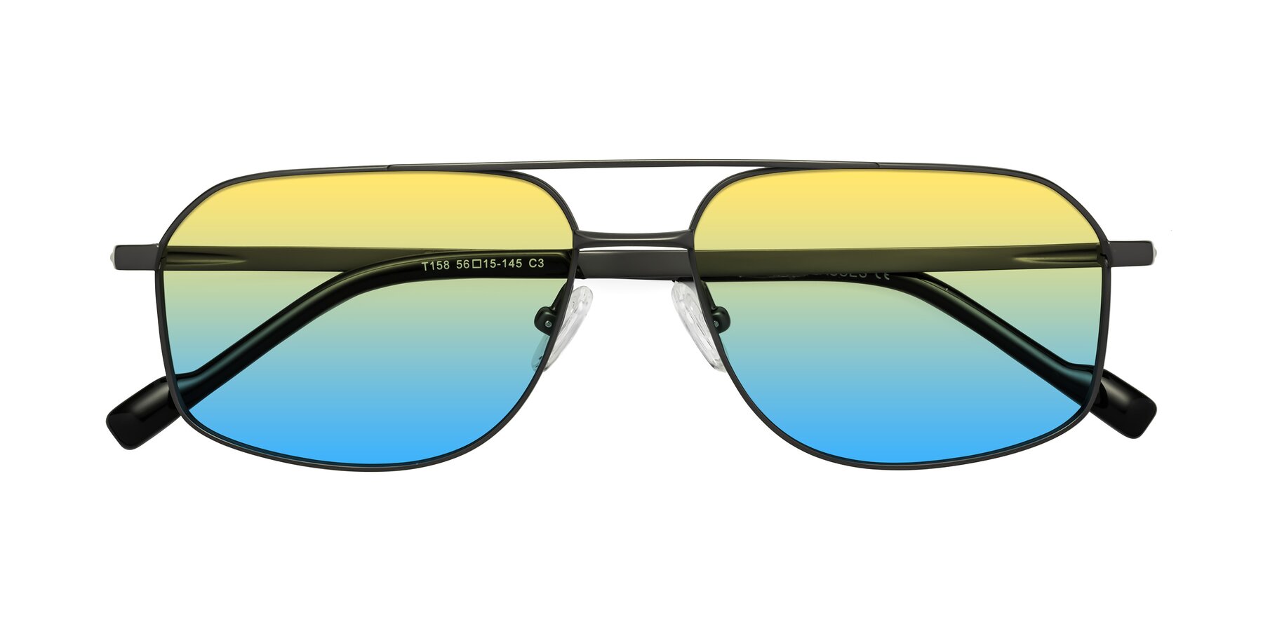 Folded Front of Perine in Gunmetal with Yellow / Blue Gradient Lenses