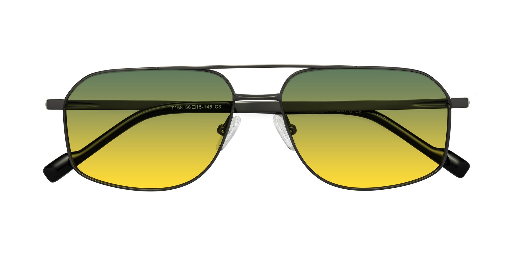 Folded Front of Perine in Gunmetal with Green / Yellow Gradient Lenses