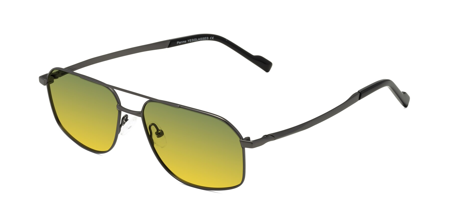 Angle of Perine in Gunmetal with Green / Yellow Gradient Lenses