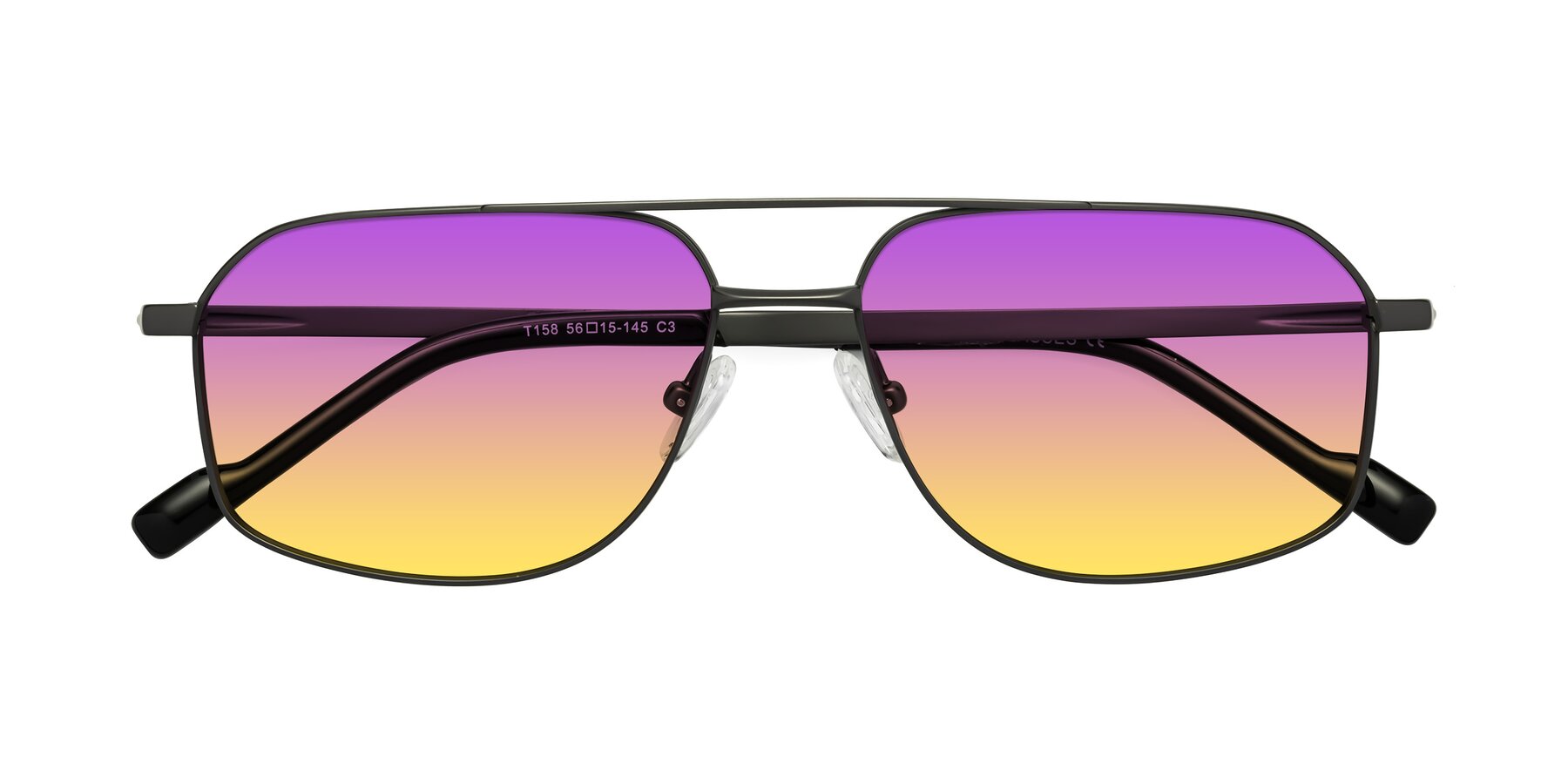 Folded Front of Perine in Gunmetal with Purple / Yellow Gradient Lenses