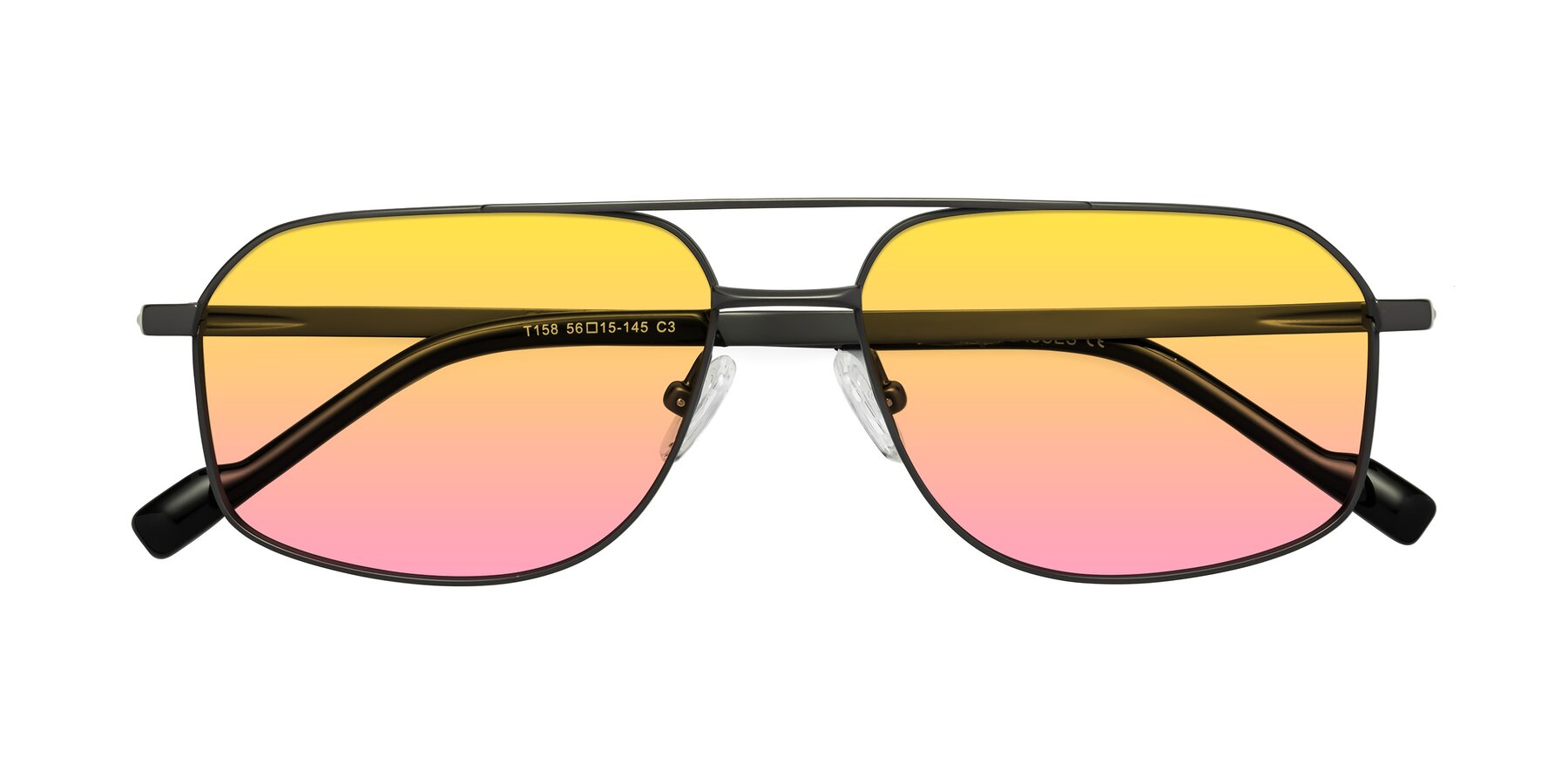 Folded Front of Perine in Gunmetal with Yellow / Pink Gradient Lenses