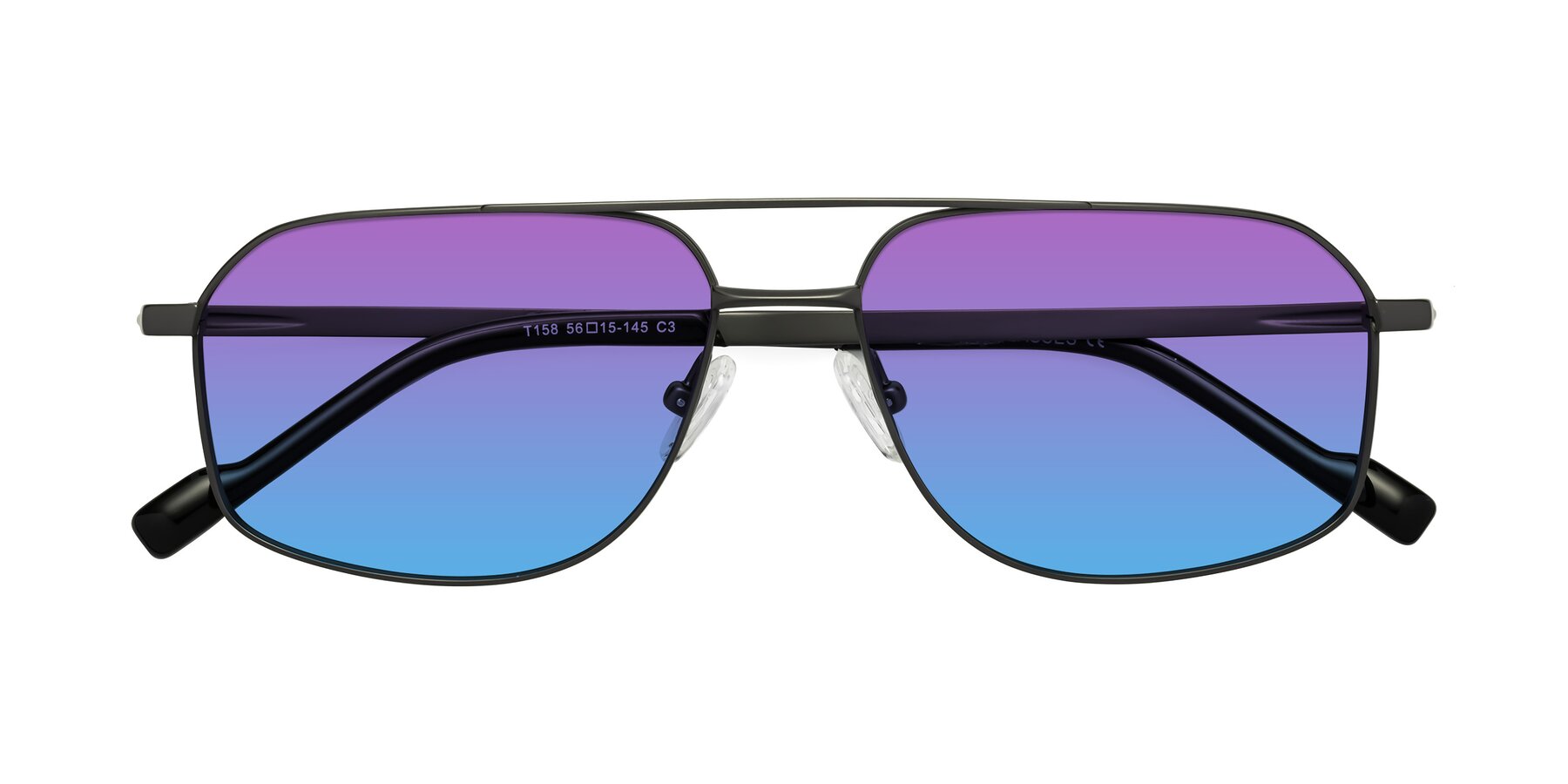 Folded Front of Perine in Gunmetal with Purple / Blue Gradient Lenses