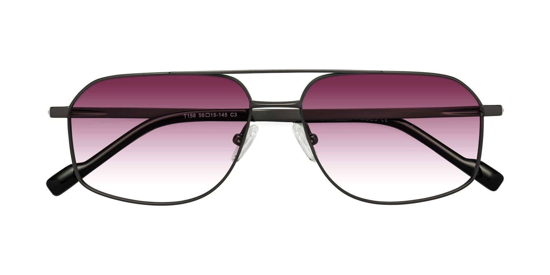 Folded Front of Perine in Gunmetal with Wine Gradient Lenses