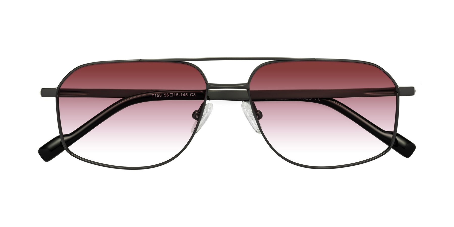 Folded Front of Perine in Gunmetal with Garnet Gradient Lenses